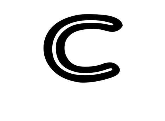 Bold Outlined Comic Mono Letter C for Graphics and Crafts