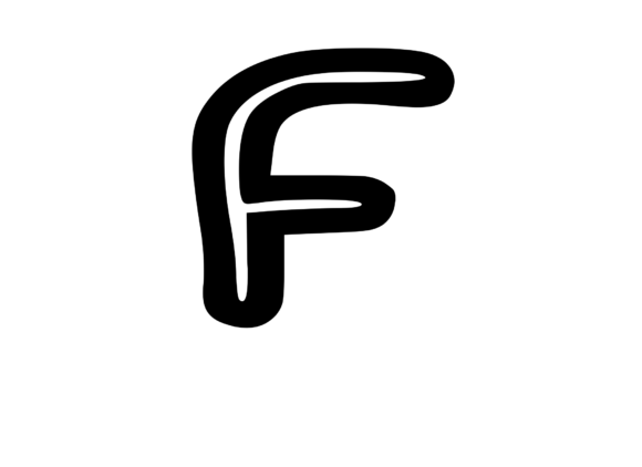 Bold Outlined Comic Mono Letter F for Graphics and Crafts
