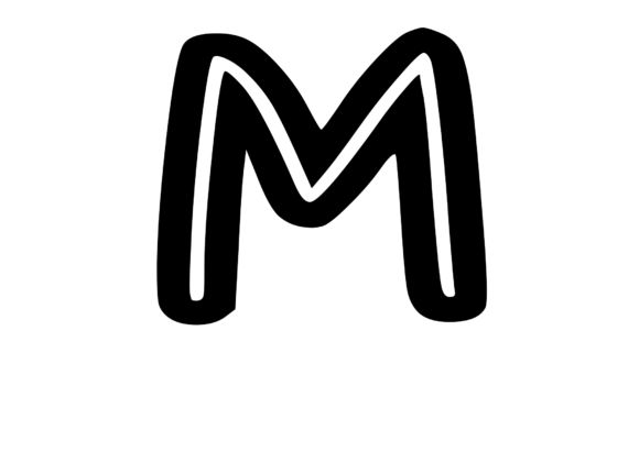 Bold Outlined Comic Mono Letter M for Graphics and Crafts