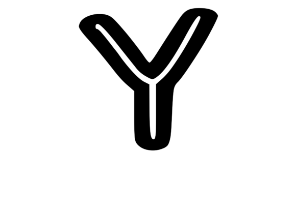 Bold Outlined Comic Mono Letter Y for Graphics and Crafts