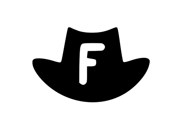 Cowboy Hat with Playful Mono F: A Crafty Graphic for Bold Branding and Visual Projects