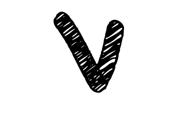Rough and Messy Scribbled Mono Letter V for Graphics and Crafts