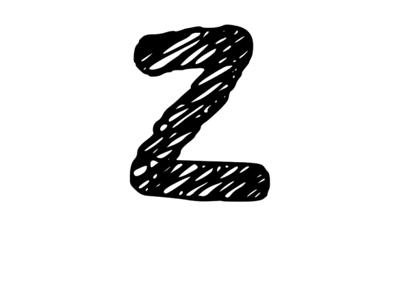 Rough and Messy Scribbled Mono Letter Z for Graphics and Crafts