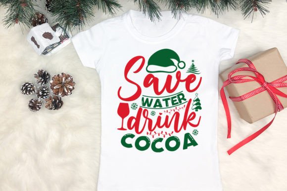 Save Water Drink Cocoa: A Festive Graphic Design Asset for Crafts & Marketing