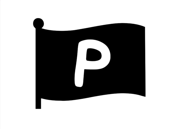 Waving Flag with Mono P: A Bold Graphic for Craft & Design Blogs